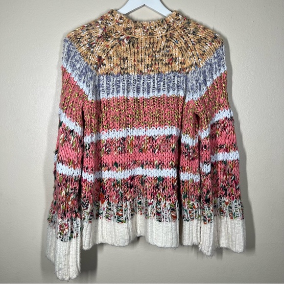 Anthropologie Chunky Knit Multicolor Kahlo Stripe Sweater Womens Size Small Boho - Picture 6 of 11